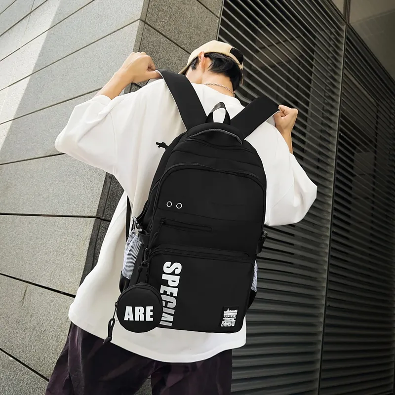 BAODIDAISHU Nylon Backpack Regular Unisex Blue/Pure Black/Black & Green/White & Black/Khaki-2