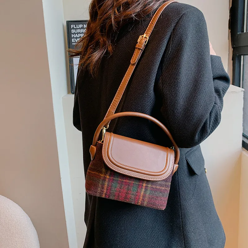 BAODIDAISHU PU & Woolen Shoulder Bag, Crossbody Bag Regular Women's Red/Green/Blue-4