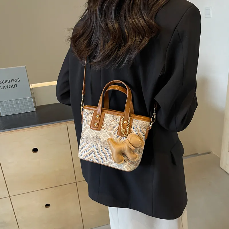 BAODIDAISHU PU Bucket Bag, Shoulder Bag, Crossbody Bag, Handbag Regular Women's Ecru/Black/Coffee/Brown-15