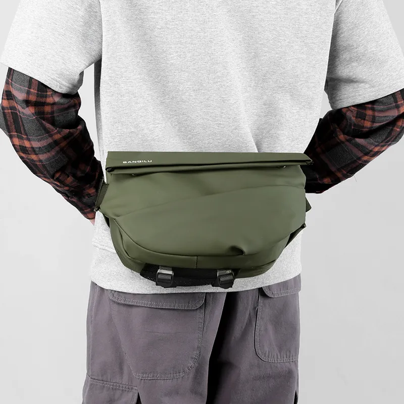 BAODIDAISHU Nylon Multifunction Crossbody Fanny Pack Sling Bag Regular Men's Black/Army Green/Gray-7