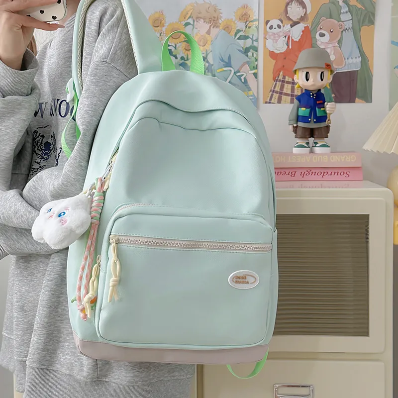 BAODIDAISHU Nylon Backpack Unisex Yellow/Black/Light Gray/Blue/Purple/Green-23