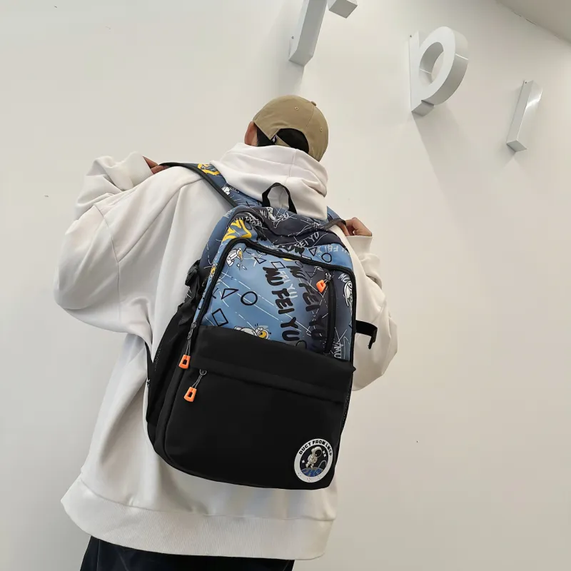 BAODIDAISHU Nylon Fabric Backpack Regular Men's Gray/Green/Blue-8