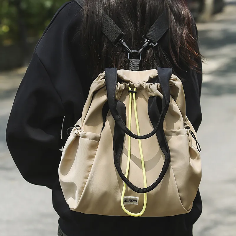 BAODIDAISHU Nylon Backpack Women's White/Silver/Black/Red/Yellow-21