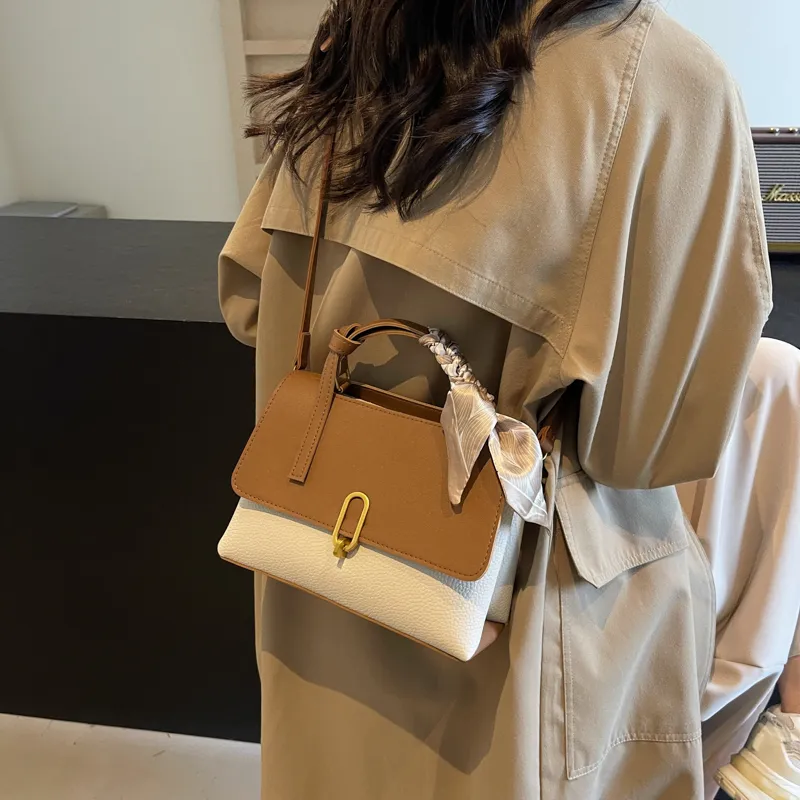 BAODIDAISHU PU Shoulder Bag Crossbody Bag Medium Size Women's Coffee & Khaki/White & Brown/Black/Coffee-4