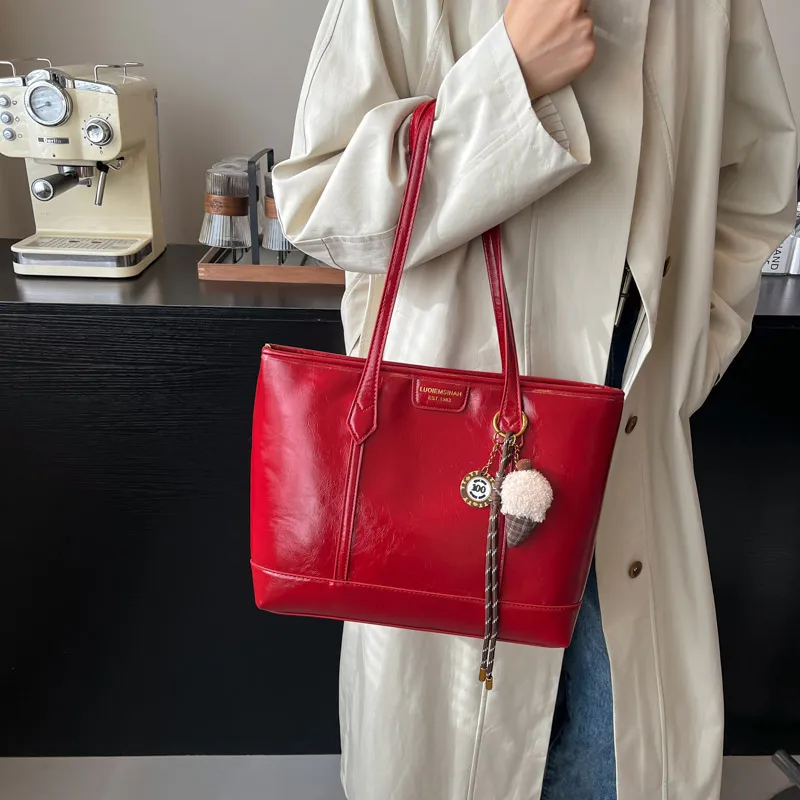 BAODIDAISHU PU Tote Bag Shopping Bag Shoulder Bags Women's Khaki Black/Red/Coffee-14