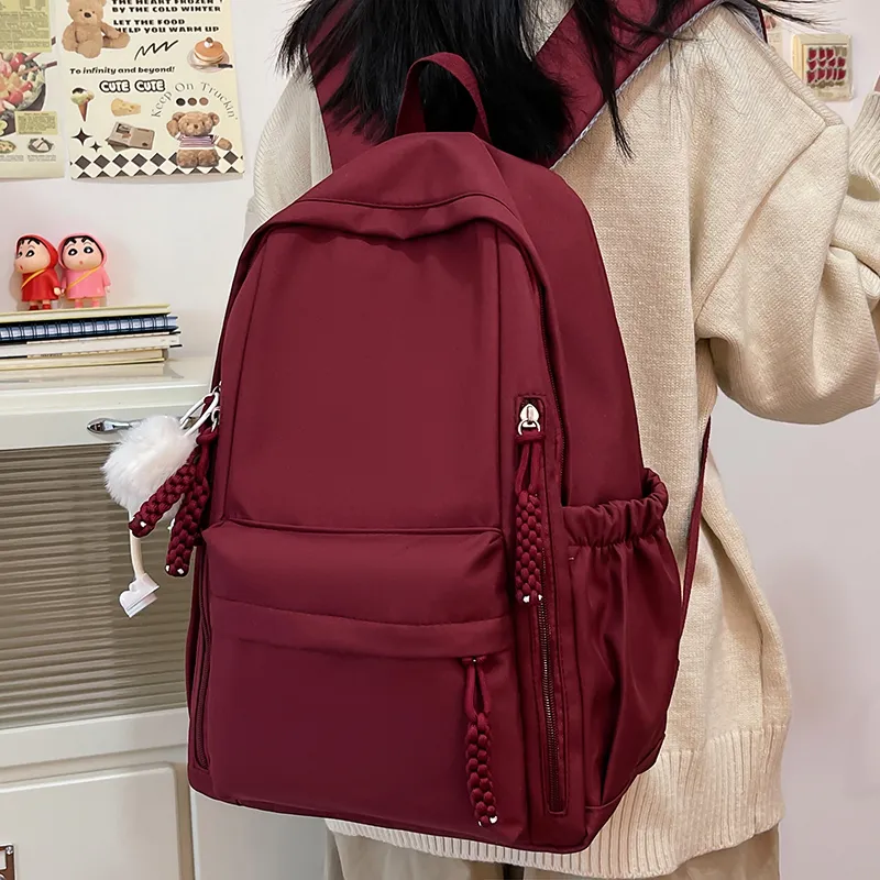 BAODIDAISHU Nylon Fabric Backpack Regular Unisex Burgundy/Black/White/Yellow/Violet-1