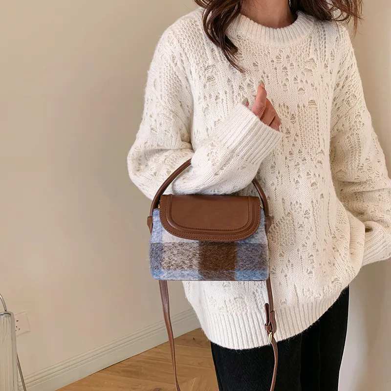 BAODIDAISHU PU & Woolen Shoulder Bag, Crossbody Bag Regular Women's Red/Green/Blue-11