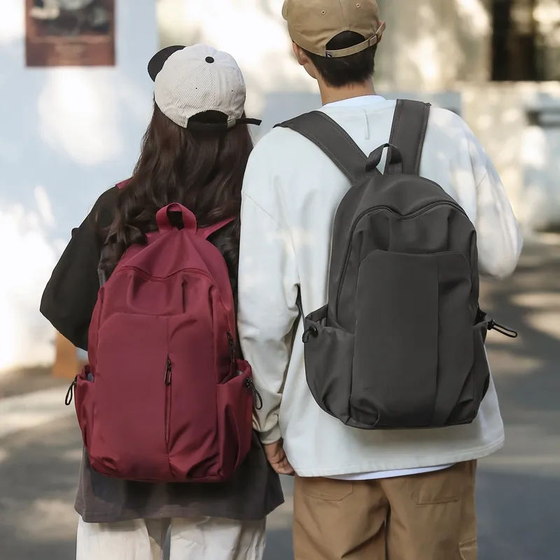 BAODIDAISHU Nylon Fabric Backpack Laptop Bag Backpack Unisex White/Gray/Black/Red-3