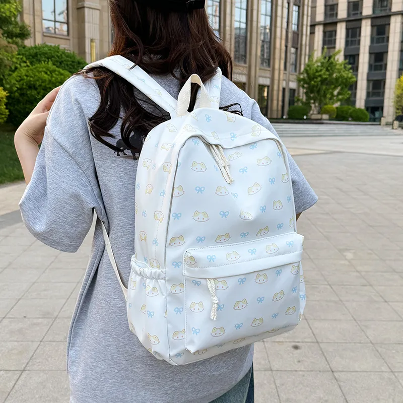 BAODIDAISHU Nylon Backpack Regular Women's White/blue/yellow/pink/black-4