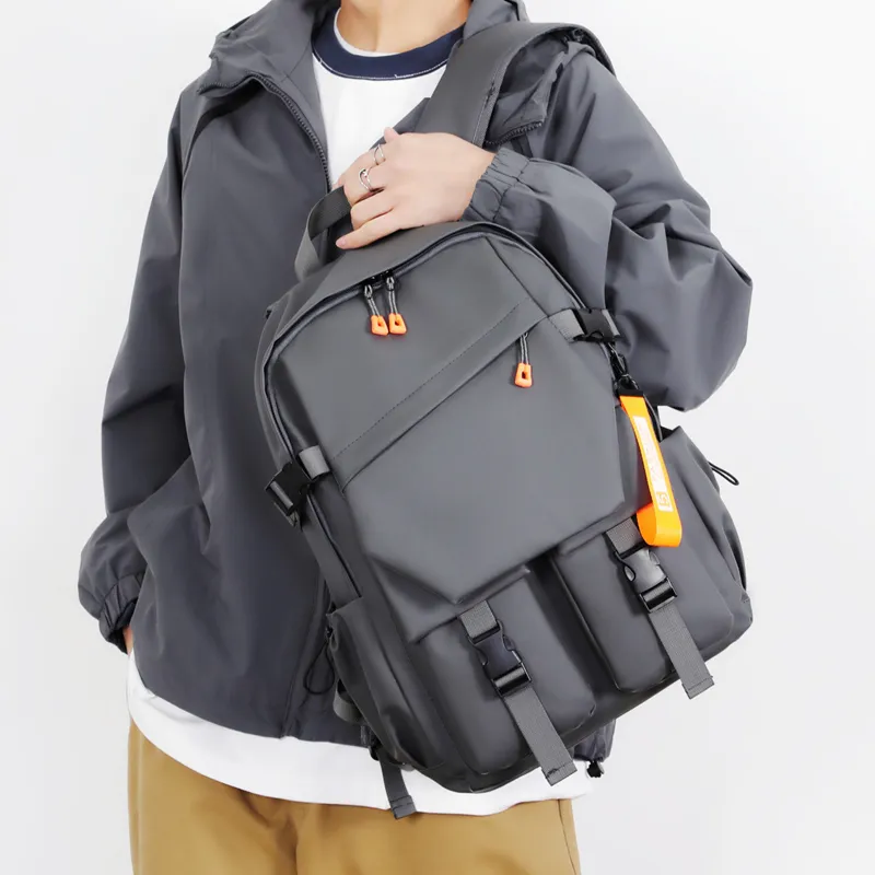 BAODIDAISHU Water Resistant Membrana Dermalis Backpacks Unisex Black/Gray/Dark Gray/Red/Dark Blue-18