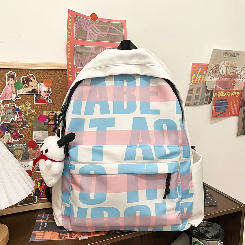 BAODIDAISHU Nylon Backpack Laptop Bag Backpack Unisex Black/Green/Blue/Pink-11