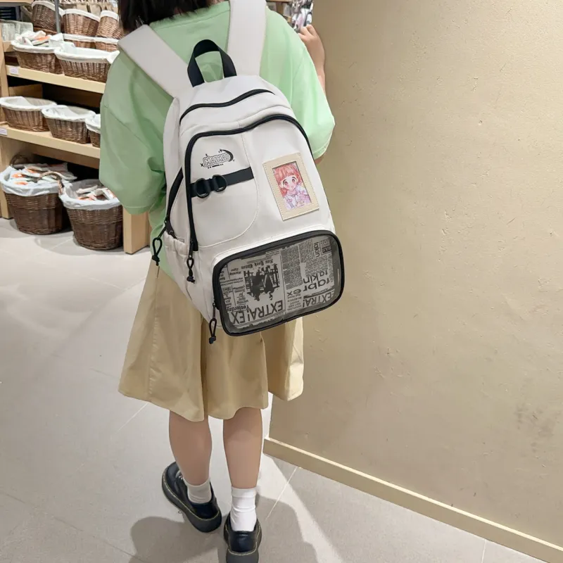 BAODIDAISHU Nylon And PVC Backpack Regular Unisex Multicolor-4