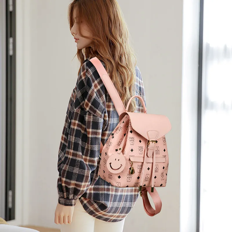 BAODIDAISHU PU Backpack Women's Black/Yellow/Beige/Pink-8