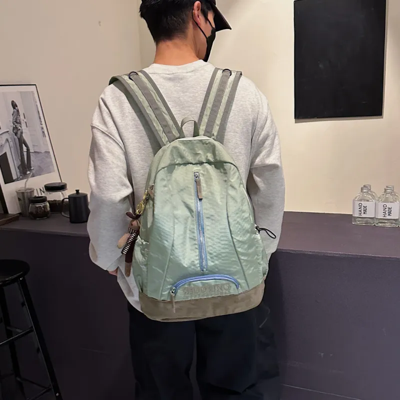 BAODIDAISHU Oxford Backpack Regular Unisex Gray/Emerald Green-6