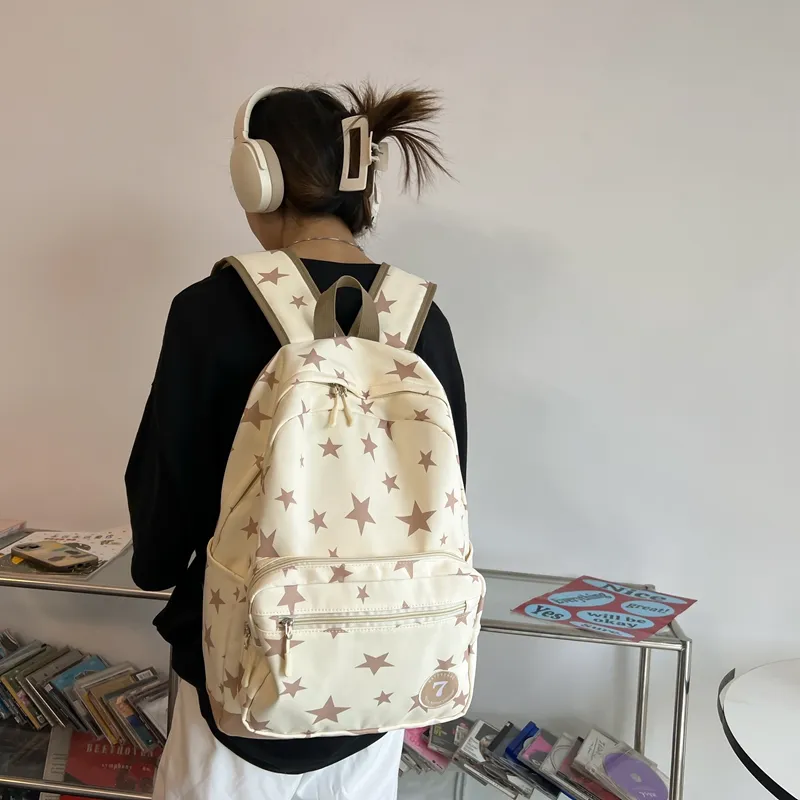 BAODIDAISHU Nylon Backpack Regular Women's Beige/Black/Blue/Pink-5