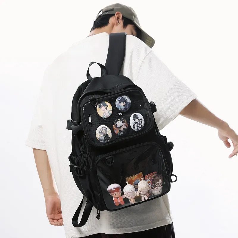 BAODIDAISHU Nylon Backpack Regular Unisex White/Black-6