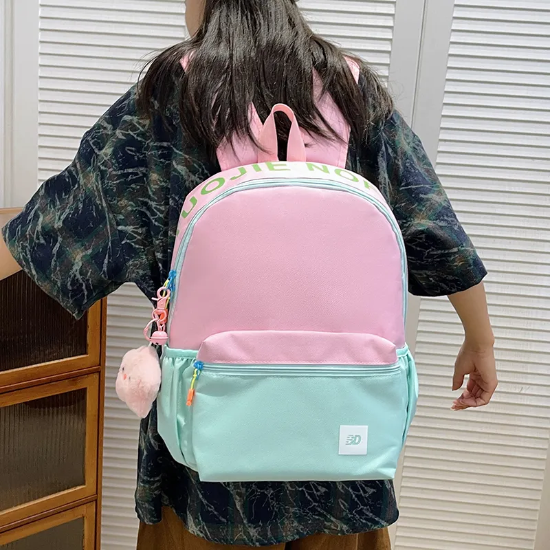 BAODIDAISHU Nylon Backpack Regular Unisex White/Pink/Yellow/Green/Blue-18