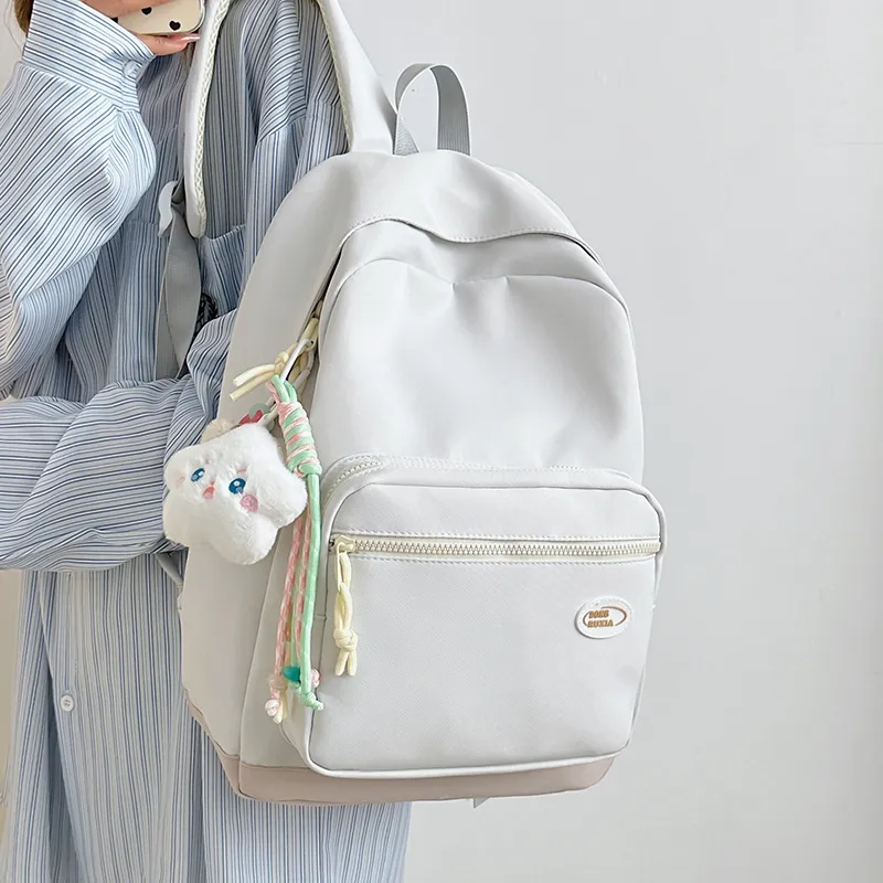 BAODIDAISHU Nylon Backpack Unisex Yellow/Black/Light Gray/Blue/Purple/Green-11