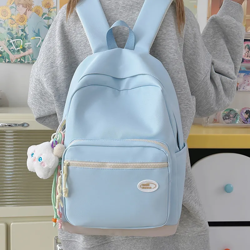BAODIDAISHU Nylon Backpack Unisex Yellow/Black/Light Gray/Blue/Purple/Green-17