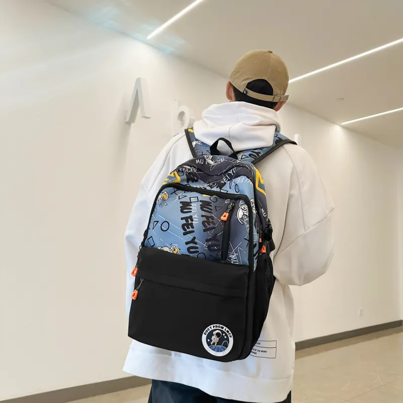 BAODIDAISHU Nylon Fabric Backpack Regular Men's Gray/Green/Blue-9