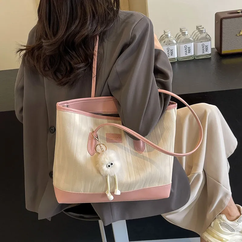 BAODIDAISHU PU Shoulder Bag Tote Handbag Women's White/Pink/Black/Khaki-11