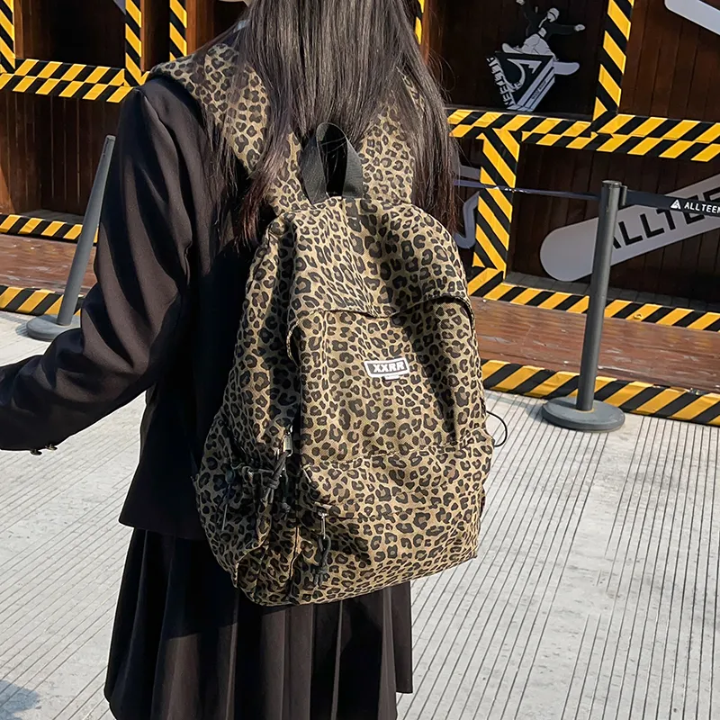 BAODIDAISHU Nylon Couple Backpack Men And Women's Regular Women's Brown/Beige-2