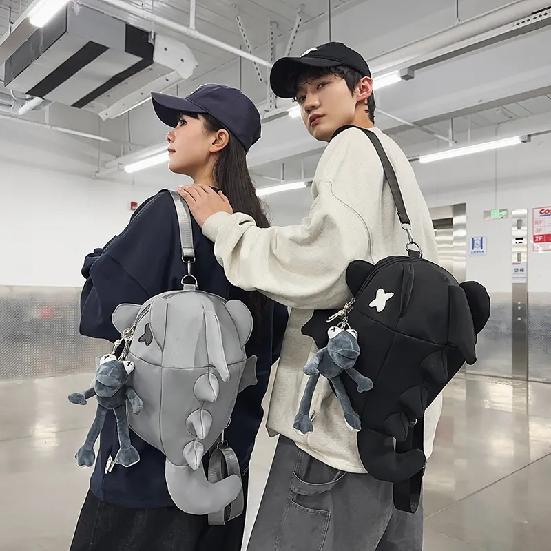 BAODIDAISHU Nylon Backpack Laptop Backpack Regular Unisex Gray/Black/White-5
