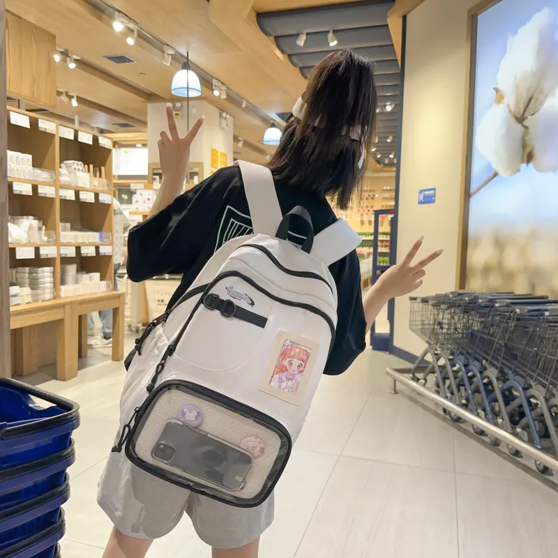 BAODIDAISHU Nylon And PVC Backpack Regular Unisex Multicolor-1