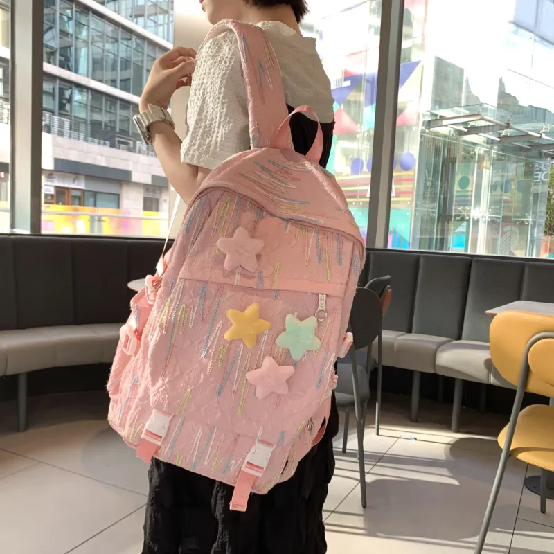 BAODIDAISHU Nylon Backpack Regular Women's White/Black/Purple/Pink-11
