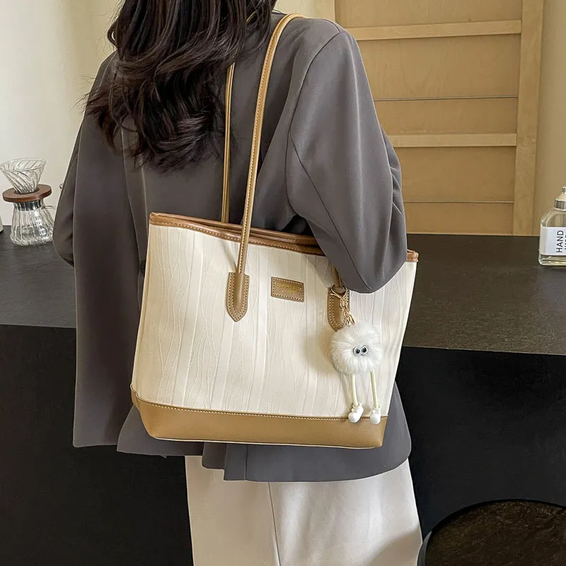 BAODIDAISHU PU Shoulder Bag Tote Handbag Women's White/Pink/Black/Khaki-2