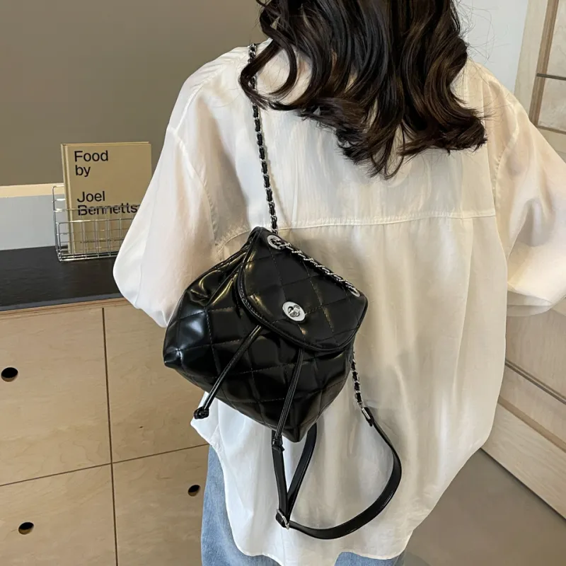BAODIDAISHU PU Backpack Regular Women's White Silver Black Blue-11