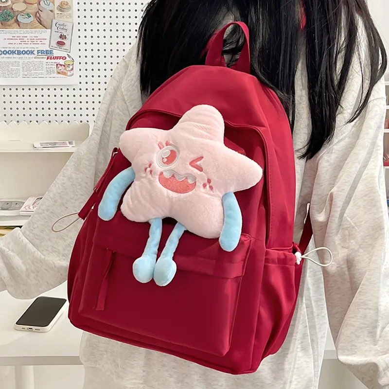 BAODIDAISHU Nylon Backpack Laptop Bag Backpack Regular Women's Black/Pink/Burgundy/Yellow-10