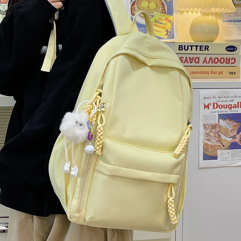 BAODIDAISHU Nylon Fabric Backpack Regular Unisex Burgundy/Black/White/Yellow/Violet-17