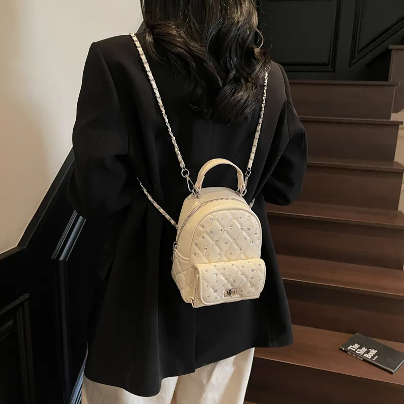 BAODIDAISHU PU Commute Backpack Shopping Travel Backpack Regular Women's White/Black/Red/Yellow/Denim Blue/Pink Purple-3