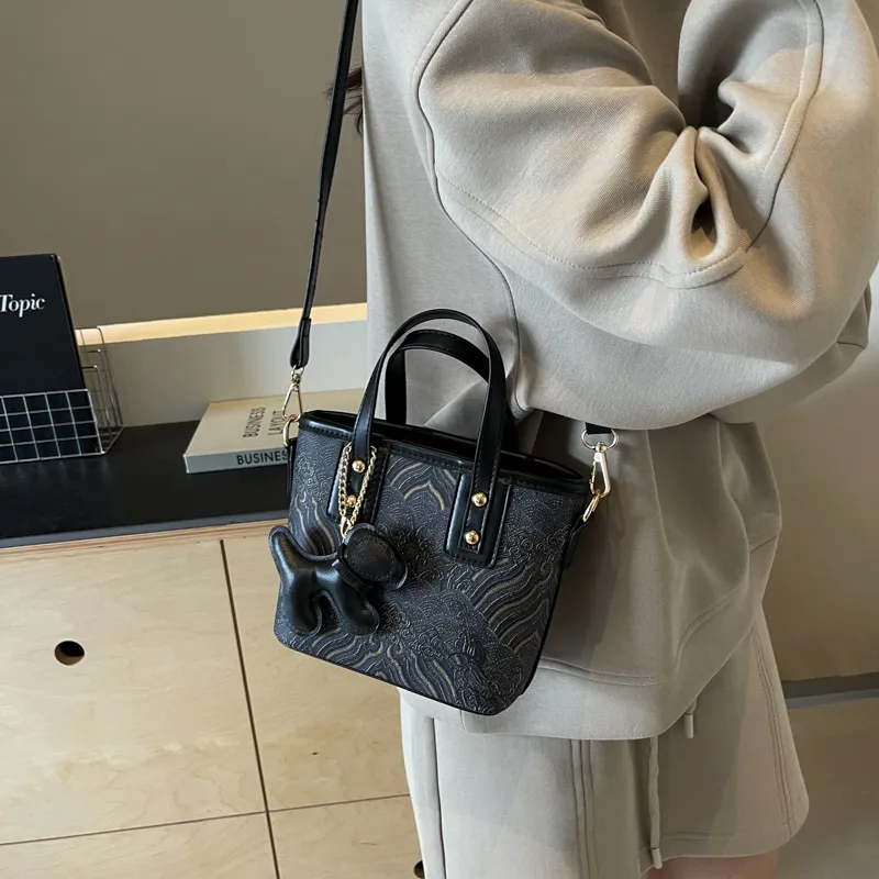 BAODIDAISHU PU Bucket Bag, Shoulder Bag, Crossbody Bag, Handbag Regular Women's Ecru/Black/Coffee/Brown-5