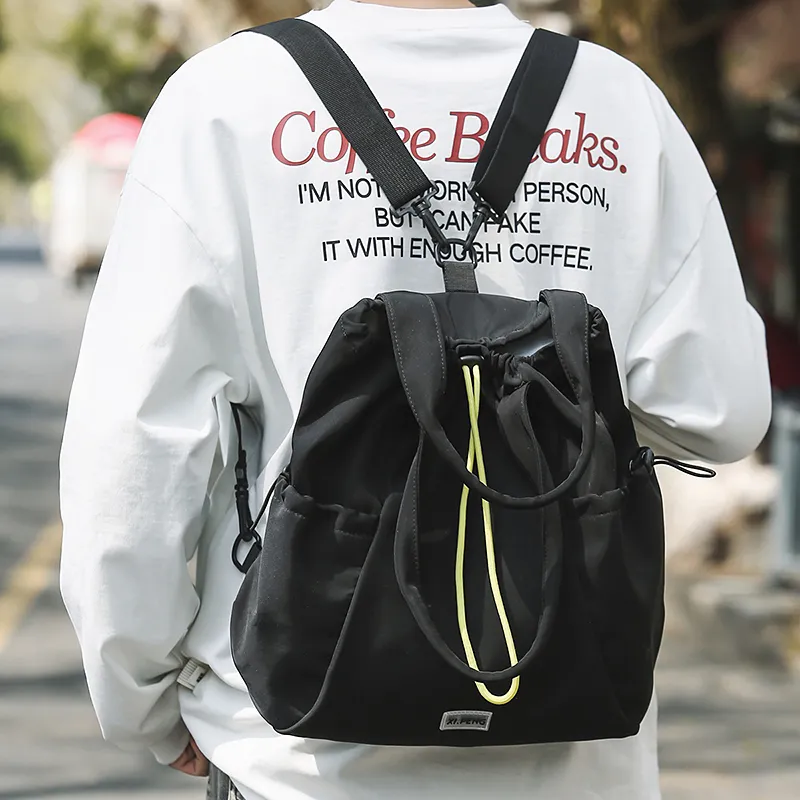 BAODIDAISHU Nylon Backpack Women's White/Silver/Black/Red/Yellow-11