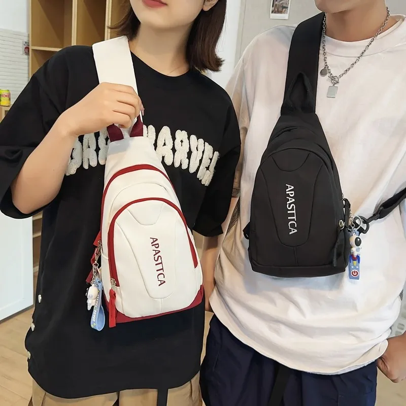BAODIDAISHU Nylon Crossbody Bag, Backpack, Sling Bag Regular Unisex Light Gray/Black/Red/Green-3