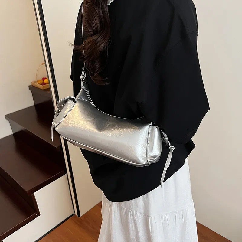 BAODIDAISHU PU Shoulder Bag Regular Women's White/Silver/Blue/Yellow/Red/Black/Denim Blue-11