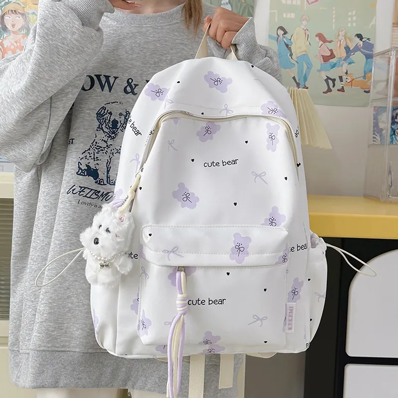 BAODIDAISHU Nylon Backpack Women's Pink/Blue/Purple/Black/Yellow/Green-9