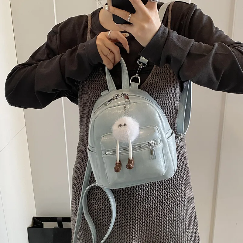 BAODIDAISHU PU Small Backpack Women's White/Light Gray/Black/Blue/Pink-23