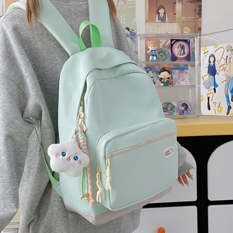 BAODIDAISHU Nylon Backpack Unisex Yellow/Black/Light Gray/Blue/Purple/Green-22