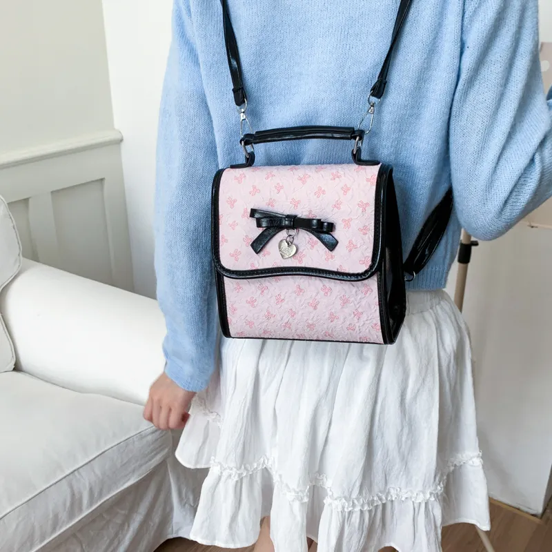 BAODIDAISHU Composite Cloth Backpack Women's White/Pink/Black-10