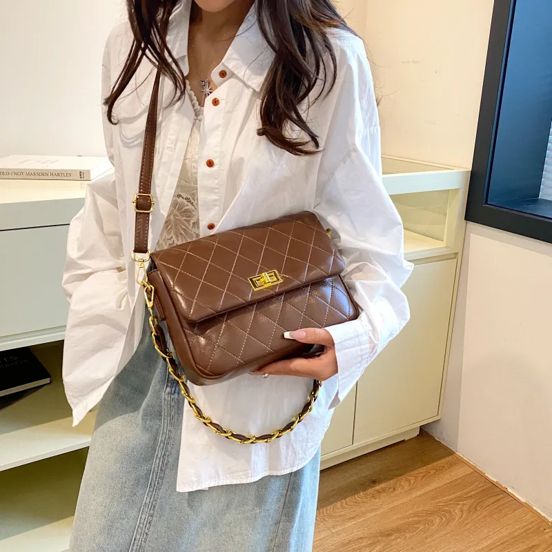BAODIDAISHU PU Underarm Portable Crossbody Bag, Shoulder Bag Medium Size Women's Ecru/Black/Dark Brown-17