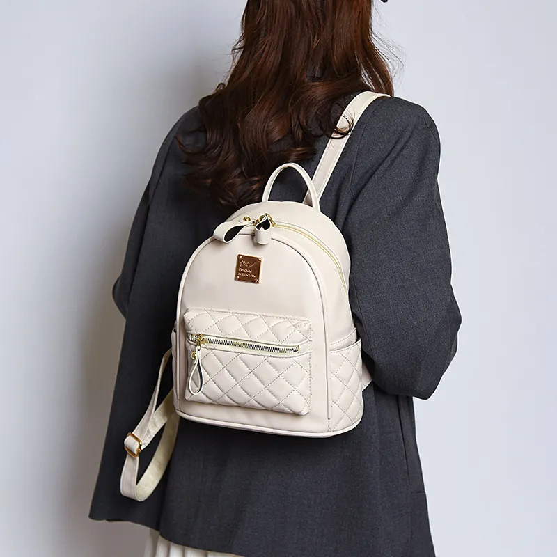 BAODIDAISHU PU Backpacks Regular Women's White/Black-3