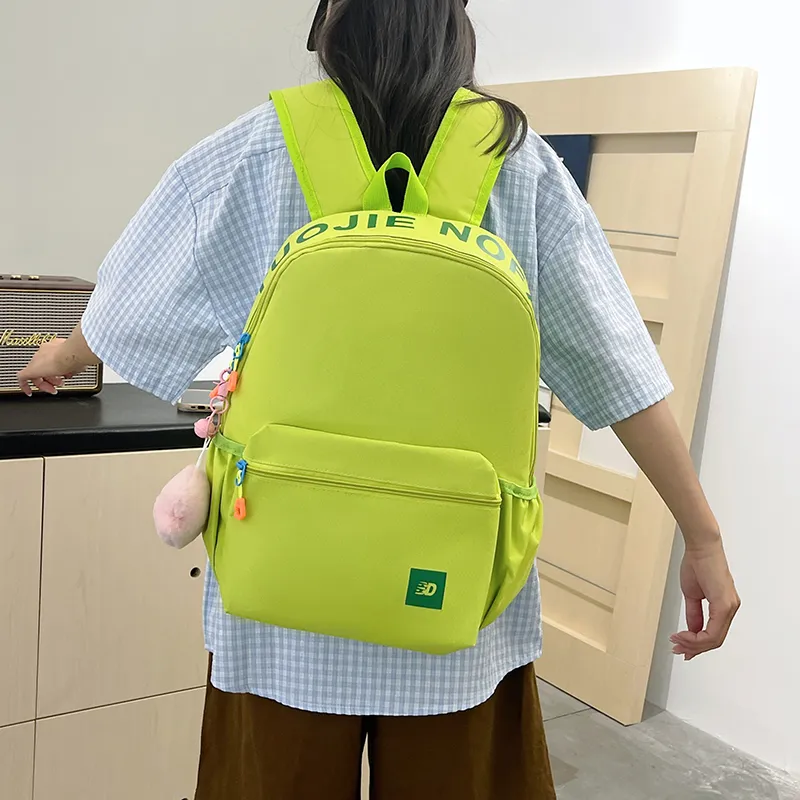 BAODIDAISHU Nylon Backpack Regular Unisex White/Pink/Yellow/Green/Blue-12