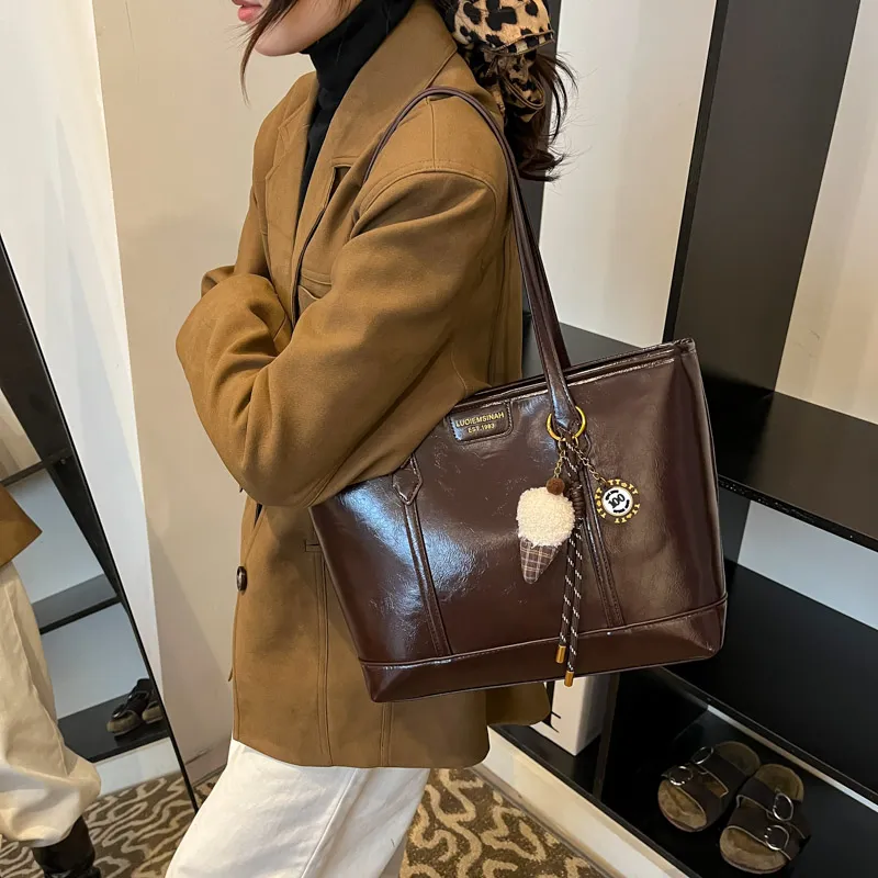 BAODIDAISHU PU Tote Bag Shopping Bag Shoulder Bags Women's Khaki Black/Red/Coffee-22