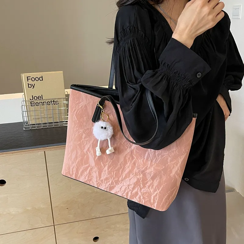 BAODIDAISHU PU Shoulder Bag Handbag Tote Medium Size Women's White Silver Black Pink-19