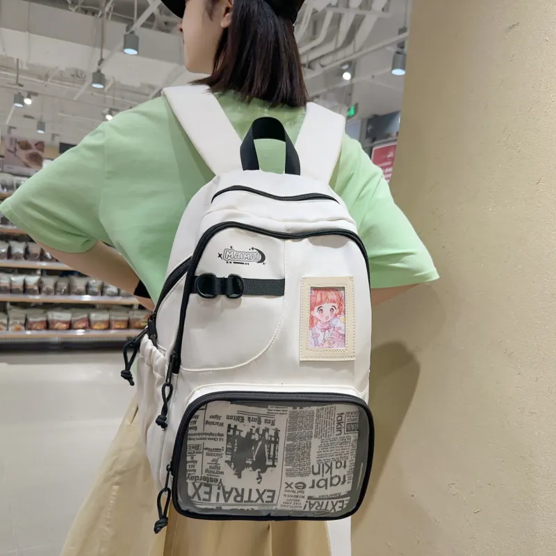 BAODIDAISHU Nylon And PVC Backpack Regular Unisex Multicolor-3