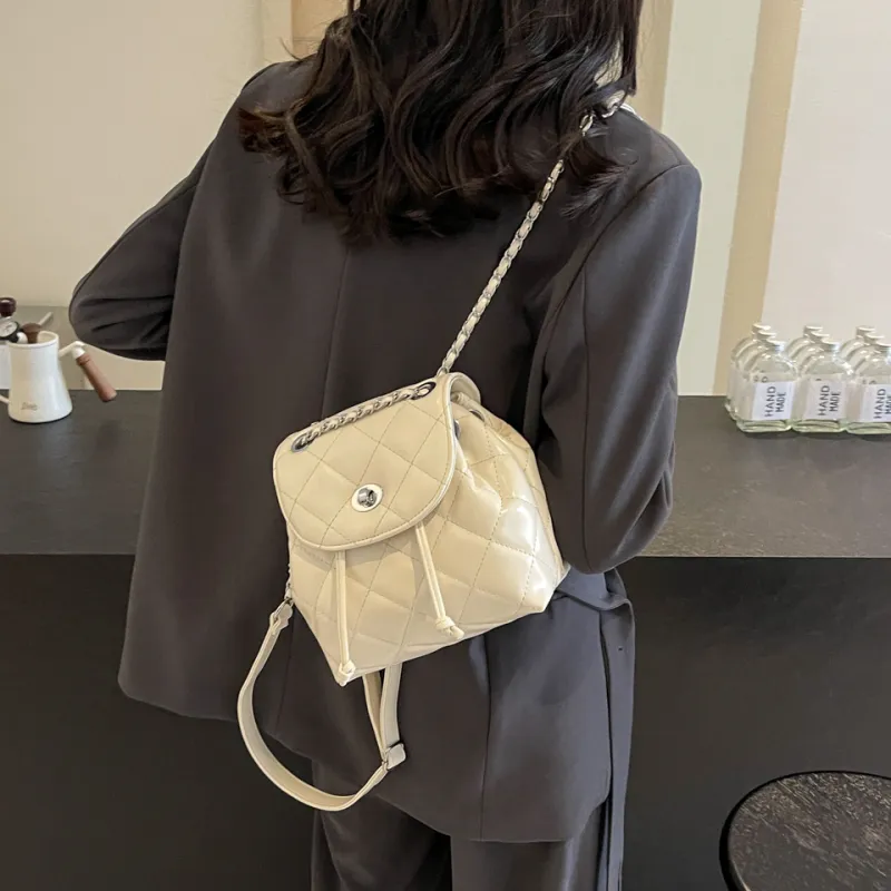 BAODIDAISHU PU Backpack Regular Women's White Silver Black Blue-3