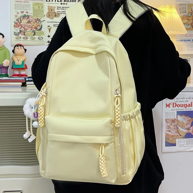 BAODIDAISHU Nylon Fabric Backpack Regular Unisex Burgundy/Black/White/Yellow/Violet-15